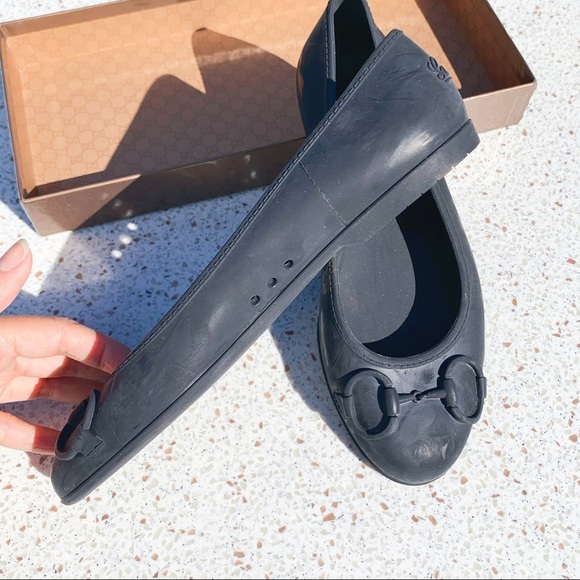 NIB Authentic Gucci Horsebit Embossed Rubber Flats Black 36 - Picture 4 of 8